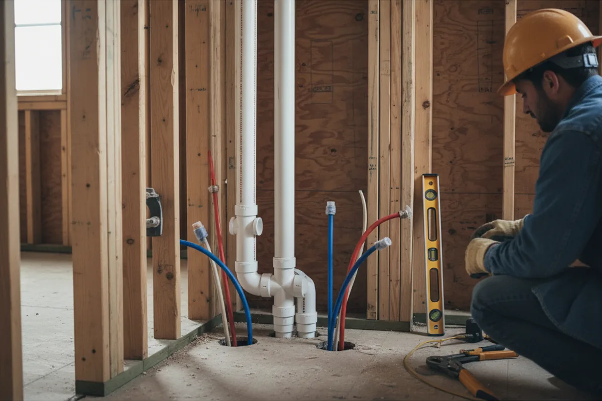 Drain and supply rough-in during Toilet Repair and Installation in Georgetown